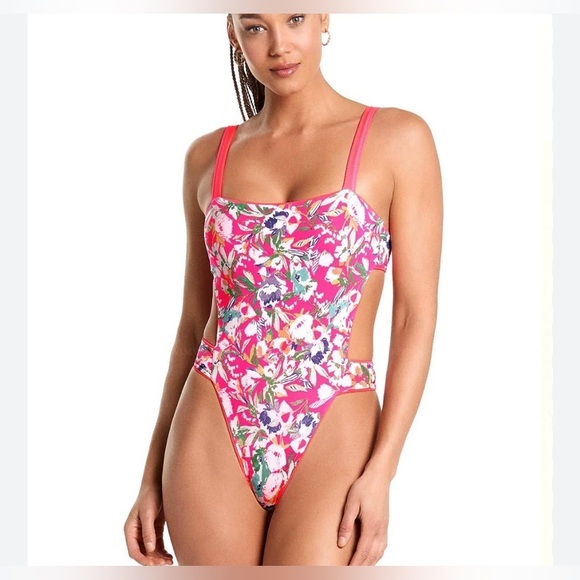 Maaji Reversible Alicia Floral Solid Trikini One Piece - Picture 2 of 9